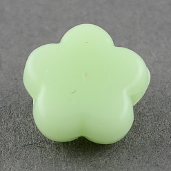 Бледно-Зеленый Непрозрачные акриловые бусины, цветочные бусины, бледно-зеленый, 9x9.5x4 мм, Отверстие : 2 мм , около 2270 шт / 500 г