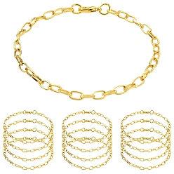 Золотой 10шт. браслеты из железных тросиков, с карабин-лобстерами , золотые, 8-1/8 дюйм (20.5 см)