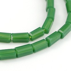 Green Faceted Cuboid Solid Color Glass Bead Strands, Green, 4x2mm, Hole: 0.5mm, about 100pcs/strand, 15.7 inch