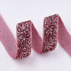 Light Coral Glitter Sparkle Ribbon, Polyester & Nylon Ribbon, Light Coral, 3/8 inch(9.5~10mm), about 50yards/roll(45.72m/roll)