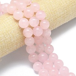 Розовый Кварц Природного розового кварца нитей бисера, круглые, 13.5~14 мм, отверстие : 1.2 мм, около 27~28 шт / нитка, 15.16''~15.24'' (38.5~38.7 см)
