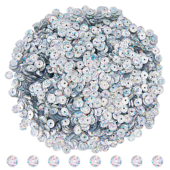 Серебро 100g ПВХ бусины с пайетками, полу-чашевидные блестки бусины, центральное отверстие, диск, серебряные, 6.5x0.5 мм, отверстие : 1.2 мм, 32000 шт / 100 г