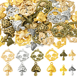 (52) Непрозрачная лаванда 72 шт 12 стили подвески из сплава в тибетском стиле, грибные прелести, разноцветные, 20.5~25.5x14~26x3.5~5 мм, отверстие : 1.8~2.2 мм, 6 шт / стиль