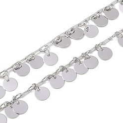 Платина Латунные плоские круглые цепи ручной работы, для ожерелья браслеты решений, долговечный, пайки, с катушкой, платина, 5x1x0.5 мм, около 16.40 футов (5 м) / рулон