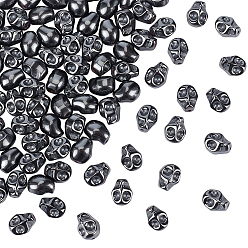Non-magnetic Hematite Electroplated Non-magnetic Hematite Beads Strands, Skull, 10x8x7.5mm, Hole: 0.8mm, about 40pcs/strand, 15.67''(39.8cm)