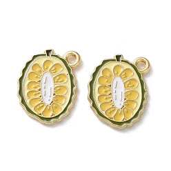 Светло-хаки Эмалевые подвески из фруктового сплава, джекфрут, золотой свет, светлый хаки, 18x14x1.5 мм, отверстие : 1.6 мм