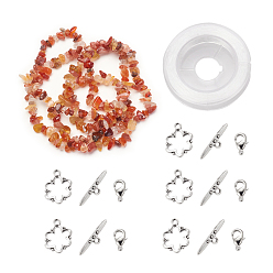 Natural Agate DIY Bracelets Necklaces Jewelry Sets, Natural Agate Chips Beads Strands, Toggle Clasps, Lobster Claw Clasps and Elastic Wire, 12.6x10.6x2.1cm