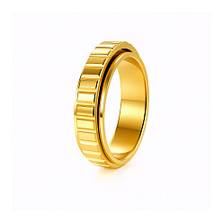 Golden 304 Stainless Steel Rotating Finger Rings for Men, Fidget Spinner Ring for Calming Worry Meditation, Golden, US Size 10(19.8mm)
