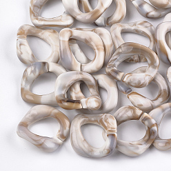 Antique White Acrylic Linking Rings, Quick Link Connectors, For Curb Chains Making, Imitation Gemstone Style, Twist, Antique White, 31.5x32.5x10mm