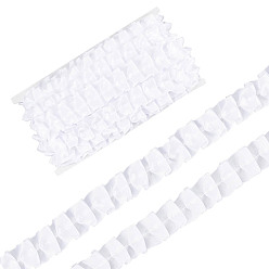 White 10Yards Polyester Wrinkle Ribbon, Clothing Accessories, White, 1 inch(25mm)