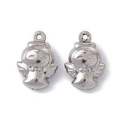 Stainless Steel Color 304 Stainless Steel Pendants, Angel, Stainless Steel Color, 15x10x5.5mm, Hole: 1mm