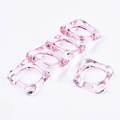 Pink Прозрачные акриловые кольца на палец, квадратный, розовые, размер США 7 1/2 (17.7 мм)