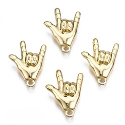 Light Gold Стойки подвески обшивки сплава, без кадмия и без свинца, подвески asl, жест для меня люблю тебя, на день Святого Валентина, золотой свет, 20.5x15x5.5 мм, отверстие : 1.5 мм