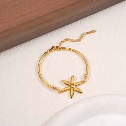 Золотой 304 браслеты из нержавеющей стали ссылка для женщин, цветок, золотые, 5.51 дюйм (14 см)