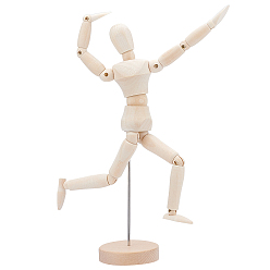 Античный Белый Незавершенная пустая деревянная марионетка, для поделки ручная роспись ремесел, старинный белый, 215x58x55.5 мм