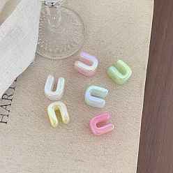 Letter U Cuentas acrílicas con letras y baño UV, abalorios de grande agujero, jalea de imitación, iridiscente, letra u, 19.8~21x8.7~20.5x13.6~13.8 mm, agujero: 6.3 mm
