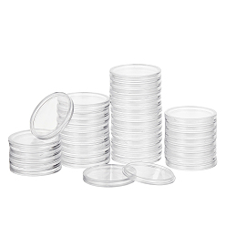 Yellow Acrylic Coin Displays, Flat Round, Yellow, Box: 5.1x0.6cm, Inner Diameter: 4.6cm
