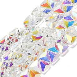 Прозрачный АВ Стеклянные бусины с гальваническим покрытием , треугольные, граненые, ясно AB, 7.5x8x5.5 мм, отверстие : 0.8 мм, около 70 шт / нитка, 13.39'' (34 см)