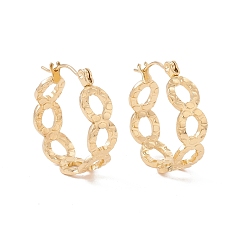 Золотой Ионное покрытие (ip) 304 овальные серьги-кольца из нержавеющей стали для женщин, золотые, 21.5x20x6.5 мм, штифты : 0.6 мм