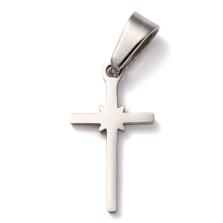 Нержавеющая Сталь Цвет Устойчивые к потускнению 304 подвески из нержавеющей стали, для изготовления ювелирных изделий, крестик, цвет нержавеющей стали, 20x11x1.2 мм, отверстие : 3.5x7 мм