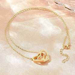 Plaqué 18K Or Véritable Colliers pendentifs en laiton en forme de cœur pour couples, sans cadmium et sans plomb, crémaillère plaquage, plaqué longue durée, réel 18 k plaqué or, 18.94 pouce (48.1 cm)