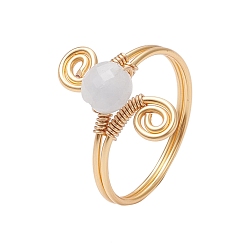 Аквамарин Кольца для женщин из медной проволоки, обернутые вокруг натурального аквамарина, 19 мм, внутренний диаметр: 18 мм