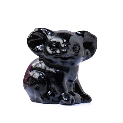 Обсидиан Украшение дисплея скульптуры из натурального обсидиана, для домашнего офисного стола, коала, 32x30 мм