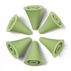 Желто-Зеленый Пластиковые поделки инструмент ткачество спицы шапки, спицы пробка, желто-зеленый, 20x17 мм, отверстие : 5 мм