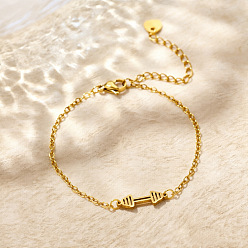 Golden 304 Stainless Steel Dumbbell Link Bracelets, Cable Chain Bracelets for Unisex, Golden, 6.69 inch(17cm)