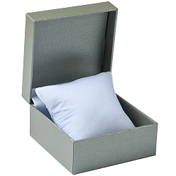 Темно-Серый Коробки для хранения часов из АБС-пластика, покрытые бумагой, с белой бархатной подушкой, квадратный, темно-серый, 10x10x6.05 см