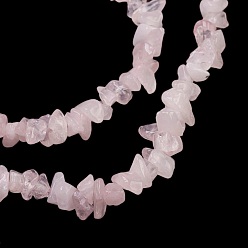 Pink Gemstone Beads Strands, Natural Rose Quartz, Pink, Chips, about 3~5mm wide, 3~5mm long, hole: 1mm, 34 inch long