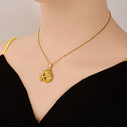 Настоящее золото 18K 304 летние ожерелья для женщин с подвеской в форме морской звезды из нержавеющей стали, реальный 18 k позолоченный, 17.72 дюйм (45 см)