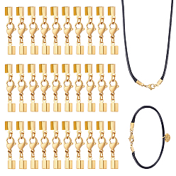 Настоящее золото 18K 30 шт. 304 карабины из нержавеющей стали с наконечниками для шнура, реальный 18 k позолоченный, 32 мм, внутренний диаметр: 3.5 мм