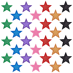 (52) Непрозрачная лаванда 28 шт 7 цвета полиэстер компьютеризированная ткань для вышивания утюгом / пришивание заплат, аксессуары для костюма, аппликация, звезда, разноцветные, 100x100x1 мм, 4 шт / цвет