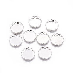 Нержавеющая Сталь Цвет Устойчивые к потускнению 316 хирургическая нержавеющая сталь кружевные края чашечки оправы, кабошон настройки, плоско-круглые, цвет нержавеющей стали, лоток : 14 мм, 15x2.5 мм