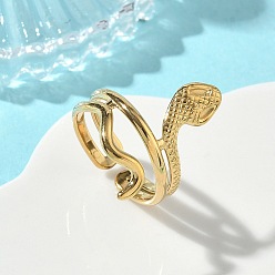 Золотой 304 открытые кольца-манжеты из нержавеющей стали для женщин, сердце, золотые, размер США 5 1/2 (16.1 мм)