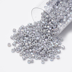 (DB1579) Opaque Ghost Gray AB MIYUKI Delica Beads, Cylinder, Japanese Seed Beads, (DB1579) Opaque Ghost Gray AB, 11/0, 1.3x1.6mm, Hole: 0.8mm, about 20000pcs/bag, 100g/bag