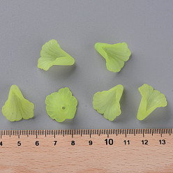 Green Yellow Transparent Acrylic Bead Caps, Trumpet Flower Beads, Frosted, Flower, Green Yellow, 18x18x17mm, Hole: 1.5mm, about 700pcs/500g