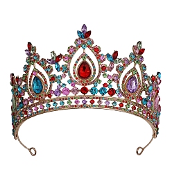 Разноцветный Сплав горный хрусталь ленты для волос, аксессуары для волос для женщин и девочек, корона, красочный, 160 мм