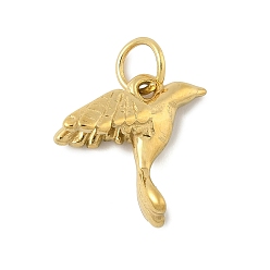 Птица 304 подвески из нержавеющей стали, с целью перехода в кольце, золотые, птица, 14x16x6.5 мм, отверстие : 4.3 мм