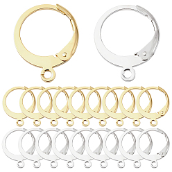 Золотой & Серебряный 80шт 2 цвета 304 фурнитура для серег из нержавеющей стали, с петлей, 925 покрытие из стерлингового серебра и настоящего 18позолоченного золота, золотой и серебряный, 14~14.5x12x2 мм, отверстие : 1.2 мм, штифты : 0.6x1 мм, 40 шт / цвет