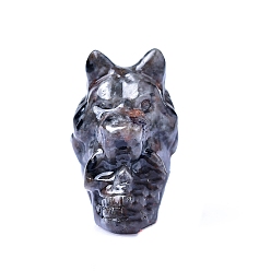 Лабрадорита Резные украшения из натурального лабрадорита в форме волка и черепа, для домашнего офисного стола, 35 мм