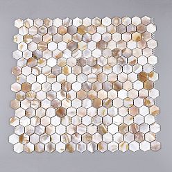 Freshwater Shell Natural Freshwater Shell Mosaic Tile Cabochons, Hexagon, Flat Back, 19.5x22~22.5x1~2mm, about 224pcs/set