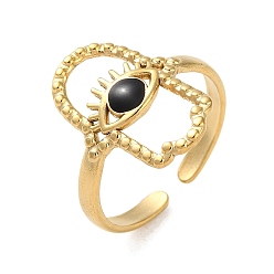 Настоящее золото 18K 304 из нержавеющей манжеты кольца стальные эмалированные, злые глаза, реальный 18 k позолоченный, регулируемый