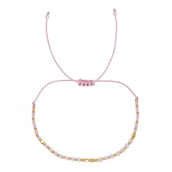 Pink Летние плетеные браслеты из стеклянных бусин для женщин, розовые, внутренний диаметр: 11 дюйм (28 см)