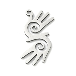 Нержавеющая Сталь Цвет 201 подвески из нержавеющей стали, подвески в виде спиральных пальм, цвет нержавеющей стали, 22.5x16x1 мм, отверстие : 1.4 мм
