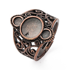 Красная Медь Латунные компоненты открытого кольца манжеты, настройки кольца для горного хрусталя, без кадмия и без свинца, Красная медь, 24.5 мм, внутренний диаметр: 19.2 мм