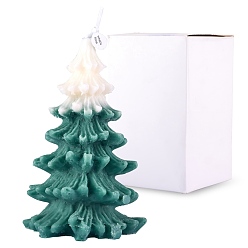 Green Christmas Tree Candles, Scented Candles Gifts, with Box, for Family Gatherings Christmas Parties Holiday New Year Decoration, Green, 11.3x7cm