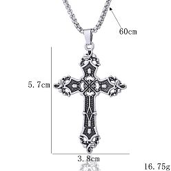 Античное Серебро Богемные готические подвески-кресты из сплава для женщин, античное серебро, 23.62 дюйм (60 см)
