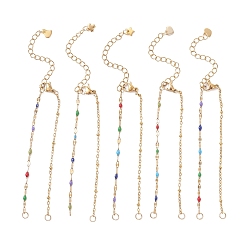 (52) Непрозрачная лаванда 304 Изготовление браслетов из нержавеющей стали с эмалированным покрытием и цепочек-спутников, золотые, разноцветные, 6.50 дюйм (16.5 см)